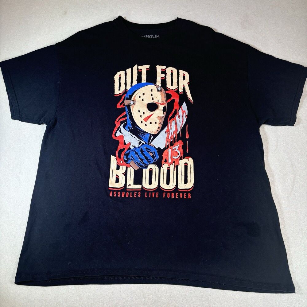 Assholes*s Live Forever T-Shirt Men XL Jason Vorhees Friday The 13th Halloween T